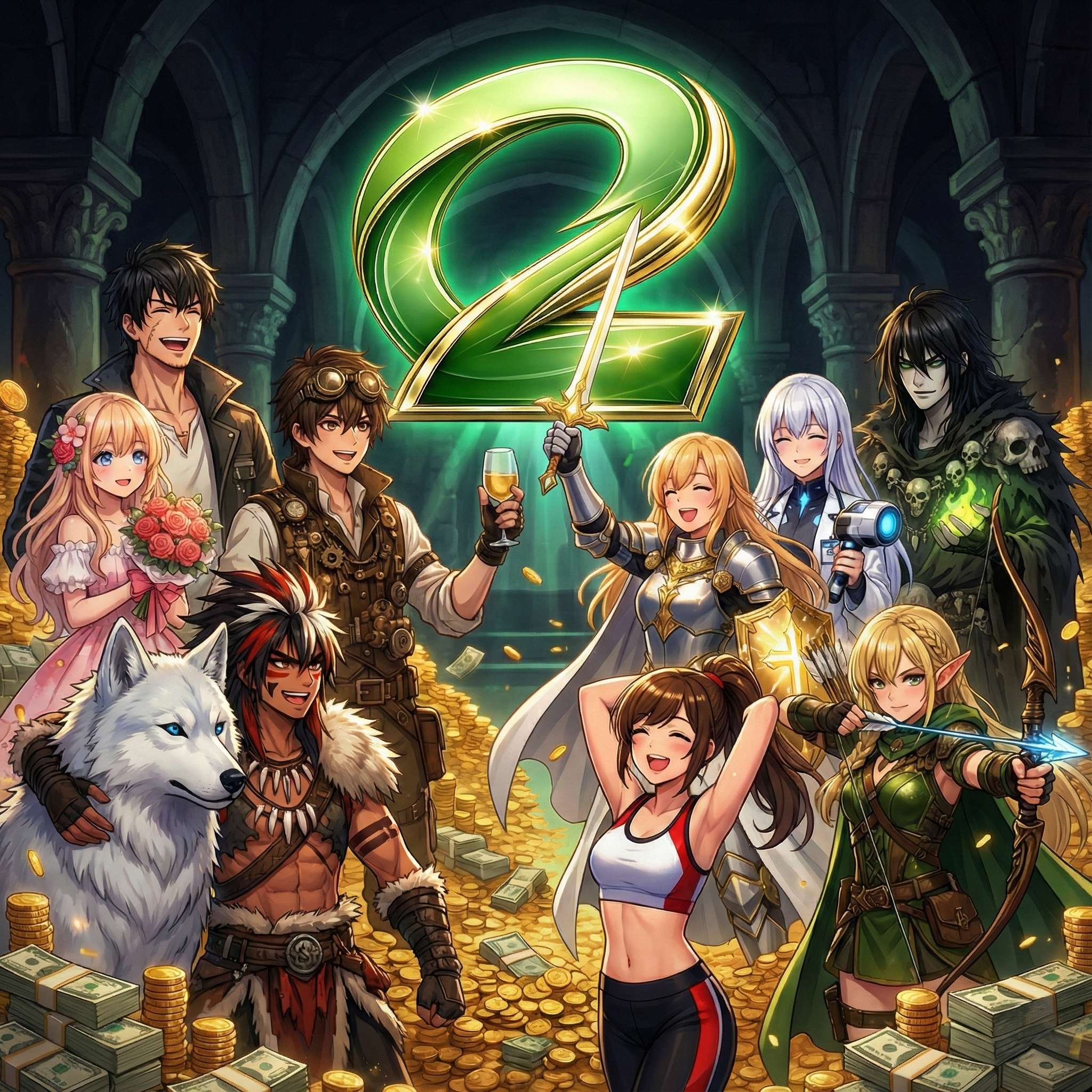 Cash2Earn celebration with diverse gaming characters